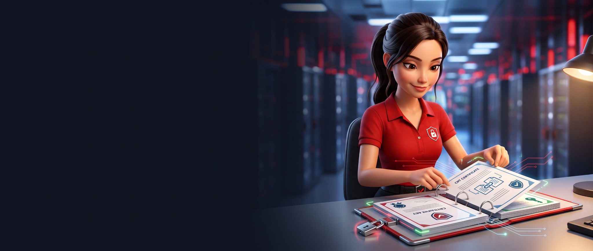 DeNiSe assembling certificate and private-key files into a secure PFX package in a data centre